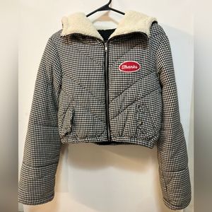 Womens Black/white plaid coat